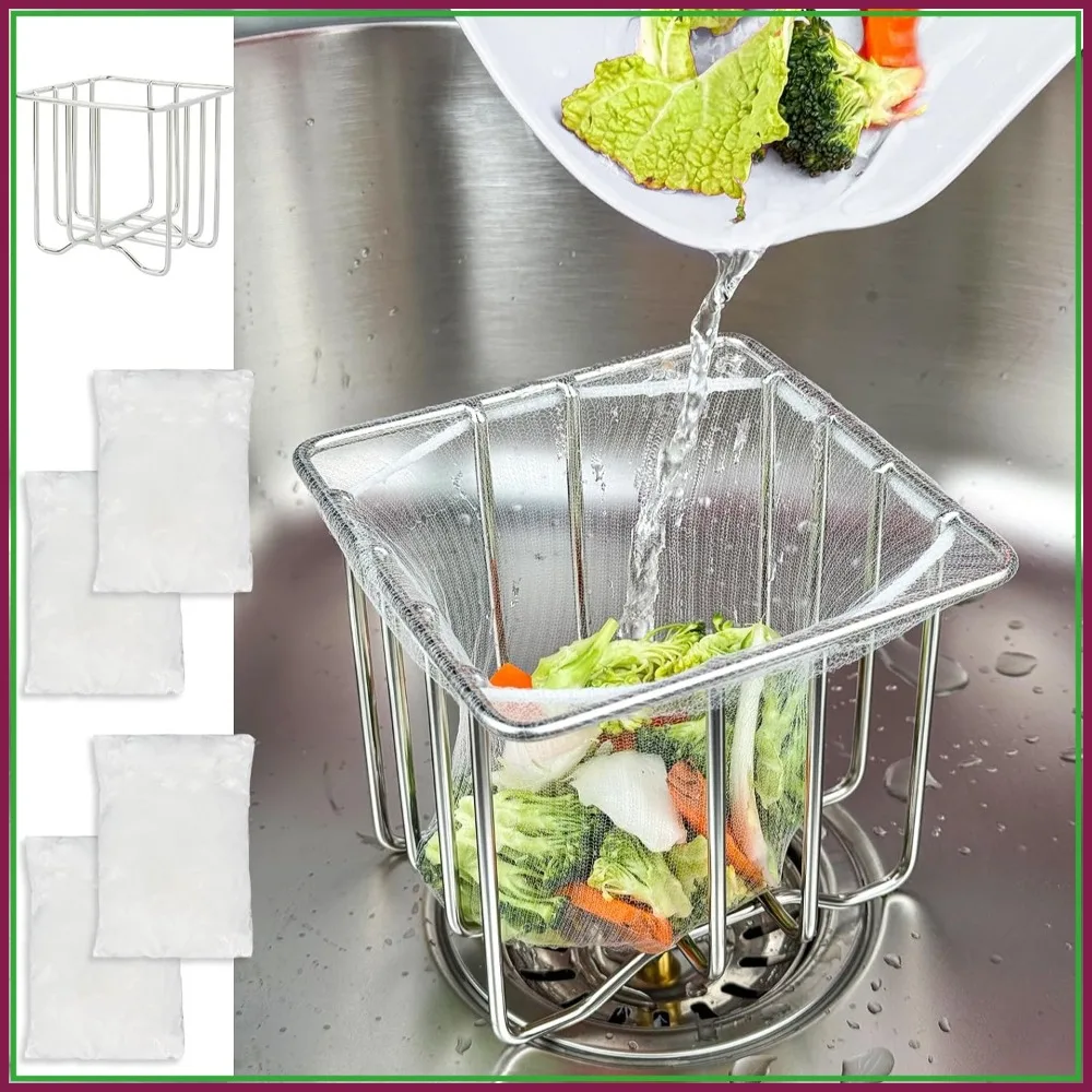 Kitchen Sink Strainer with Basket Holder, 200 Net Bags, Food Catcher for Leftovers
Kitchen Sink Strainer with Basket Holder, 200 Net Bags, Food Catcher for Leftovers