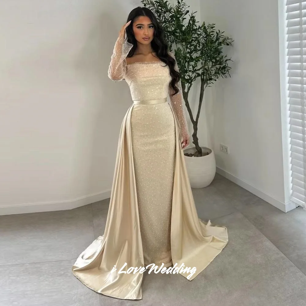 Luxury Evening Dress Long Sleeves Sequin Mermaid Prom Gown with Detachable Skirt Customized robes de soirée Wedding Party Dress
Luxury Evening Dress Long Sleeves Sequin Mermaid Prom Gown with Detachable Skirt Customized robes de soirée Wedding Party Dress