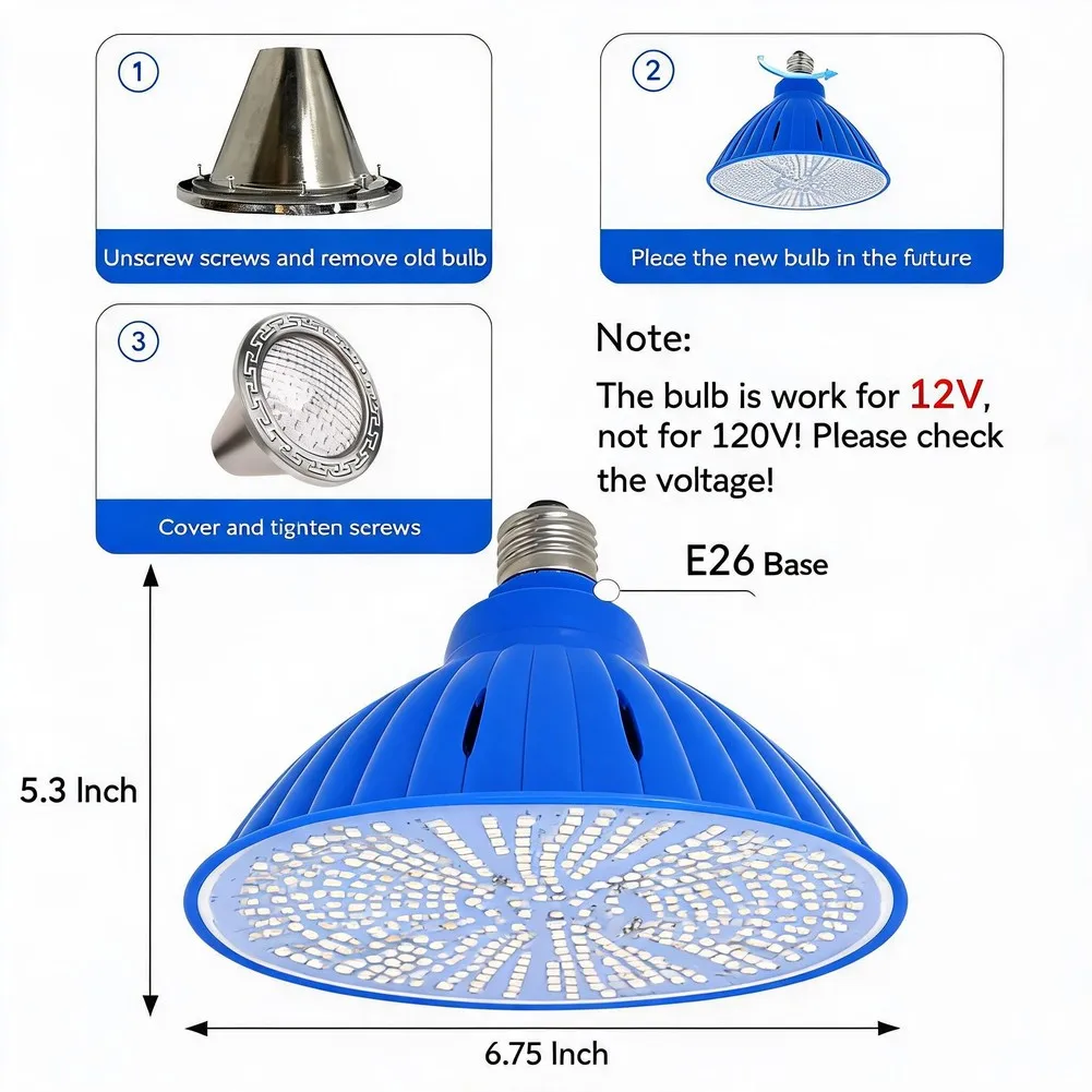1PC Swimming Pool Light LED Pool Light 60W LED Pool Light Bulb E26 Base 12V Low Voltage Color Changing Pool Lights For Inground
1PC Swimming Pool Light LED Pool Light 60W LED Pool Light Bulb E26 Base 12V Low Voltage Color Changing Pool Lights For Inground