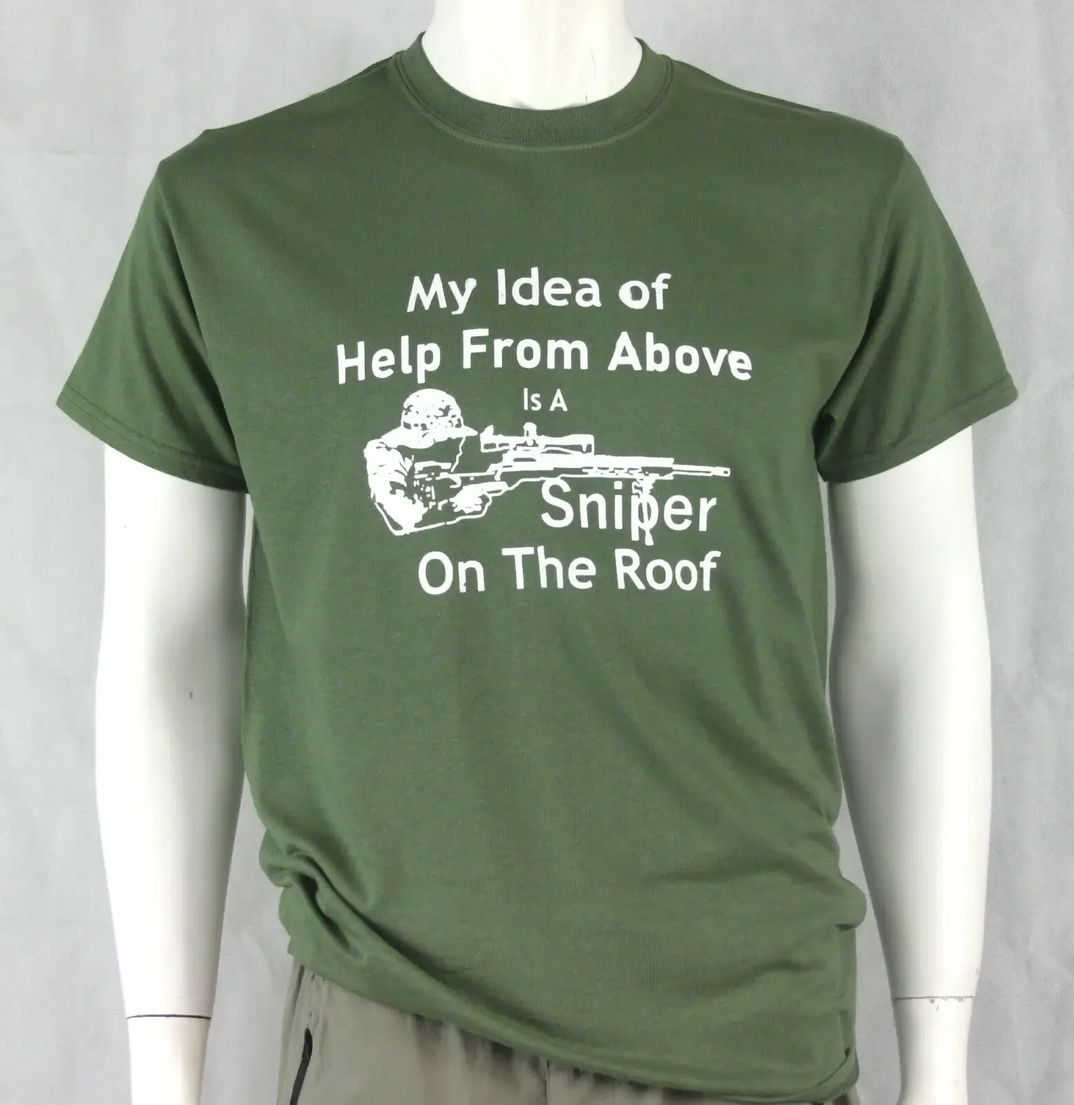Sniper on the Roof Screenprint T-shirt Army Green 100% Cotton Military Humour Tshirt S-3XL Mens T Shirt Vintage O-Neck tees
Sniper on the Roof Screenprint T-shirt Army Green 100% Cotton Military Humour Tshirt S-3XL Mens T Shirt Vintage O-Neck tees
