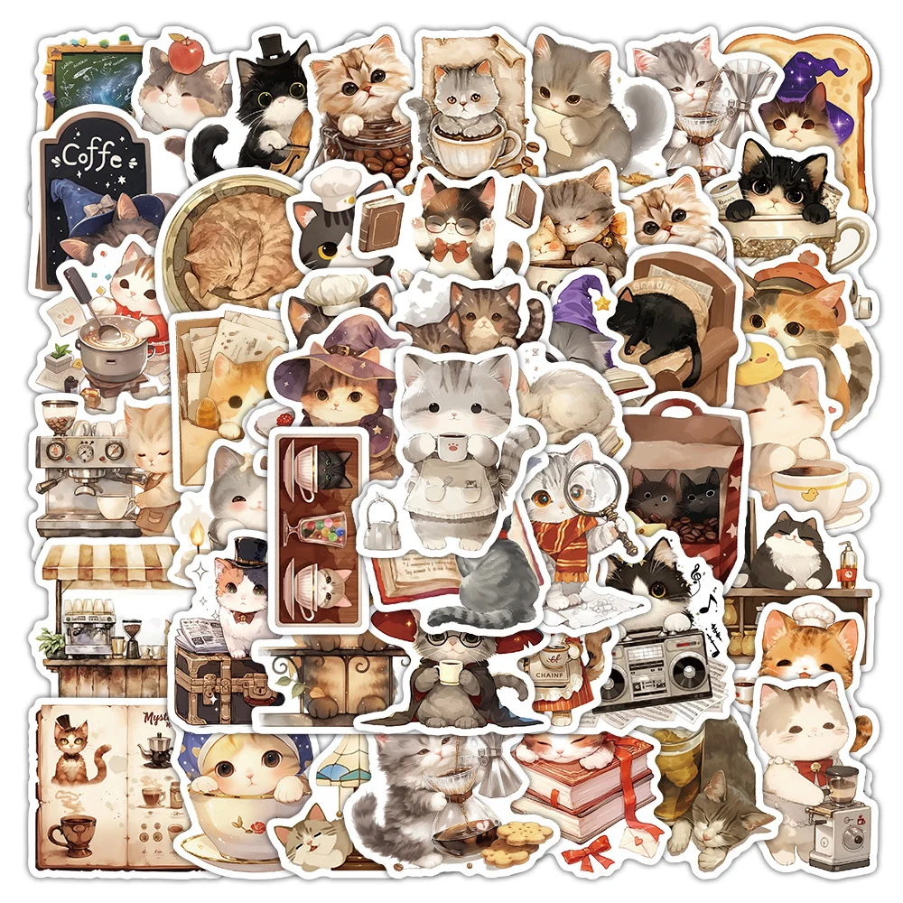 10/30/54pcs Cartoon Coffee Cat Stickers for Kid Toy DIY Skateboard Phone Water Bottle Laptop Car Cute Graffiti Waterproof Decals
10/30/54pcs Cartoon Coffee Cat Stickers for Kid Toy DIY Skateboard Phone Water Bottle Laptop Car Cute Graffiti Waterproof Decals