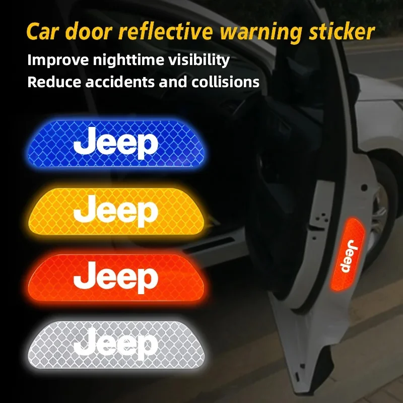 4Pcs Anti-Collision Car Door Reflective Safety Sticker for Jeep Renegade Wrangler JK Grand All Series Warning Auto Accessories
4Pcs Anti-Collision Car Door Reflective Safety Sticker for Jeep Renegade Wrangler JK Grand All Series Warning Auto Accessories
