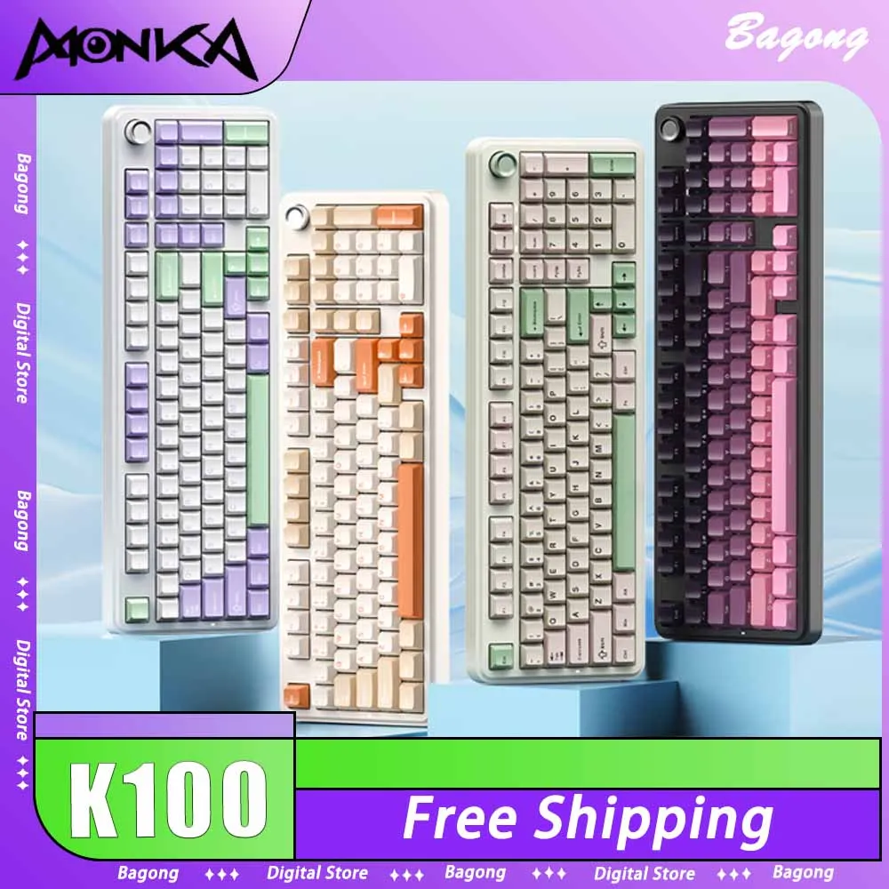Monka K100 Mechanical Keyboard Multifunctional Knob Tri Mode RGB Customized Gaming Keyboard Hot Swap Gasket PC Gamer Accessories
Monka K100 Mechanical Keyboard Multifunctional Knob Tri Mode RGB Customized Gaming Keyboard Hot Swap Gasket PC Gamer Accessories