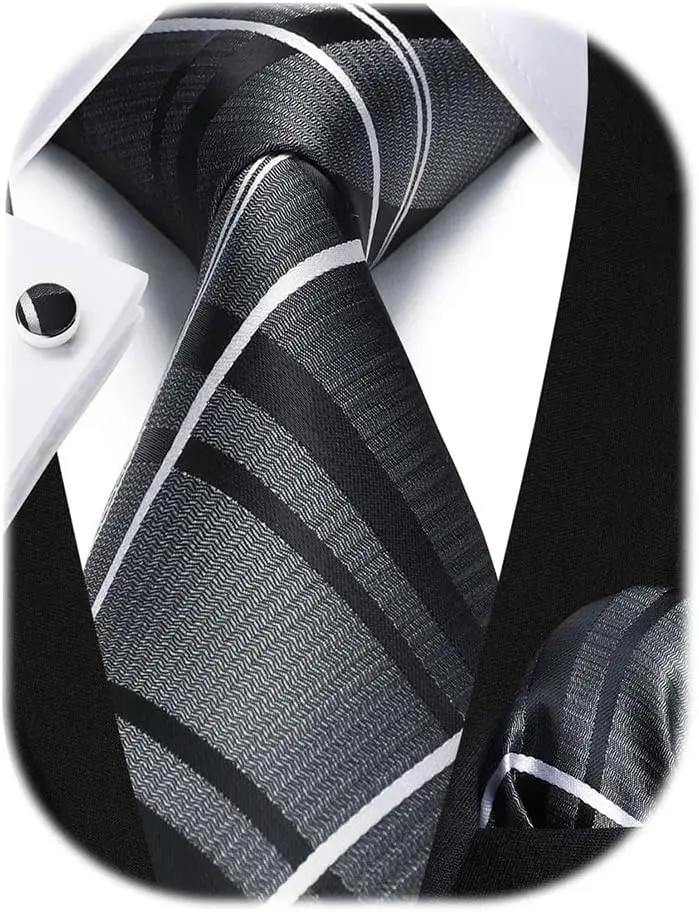 Stripe Plaid Tie Set for Men with Pocket Square & Cufflinks - Formal Silk Necktie for Wedding Business
Stripe Plaid Tie Set for Men with Pocket Square & Cufflinks - Formal Silk Necktie for Wedding Business