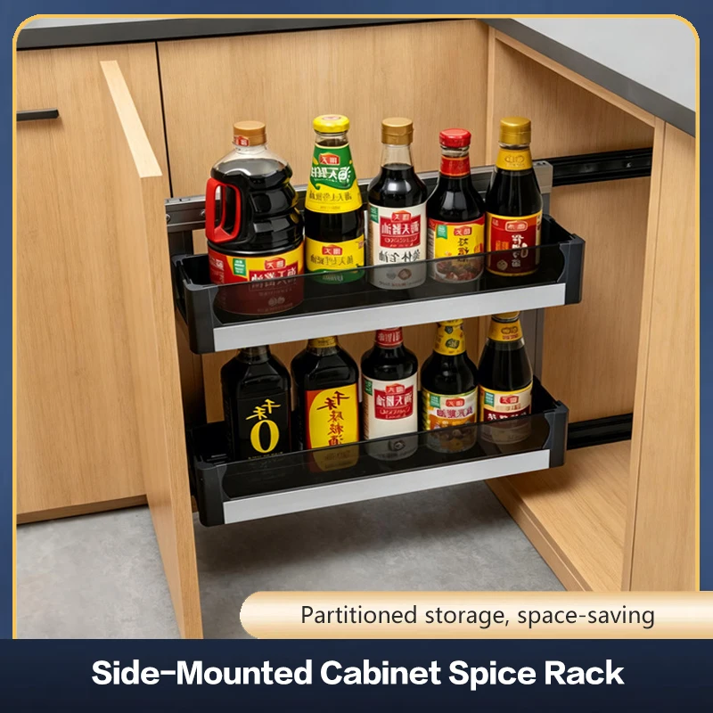 Side Mount Pull Out Double Layer Seasoning Rack For Kitchen Cabinet With Glass Bottom Extra Large Capacity 2 Tier Organizer
Side Mount Pull Out Double Layer Seasoning Rack For Kitchen Cabinet With Glass Bottom Extra Large Capacity 2 Tier Organizer