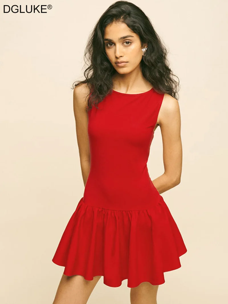 DGLUKE O-Neck Sleeveless Mini Dress Women Drop Waist Pleated Short Summer Dress For Women Fashion Casual Sundress
DGLUKE O-Neck Sleeveless Mini Dress Women Drop Waist Pleated Short Summer Dress For Women Fashion Casual Sundress