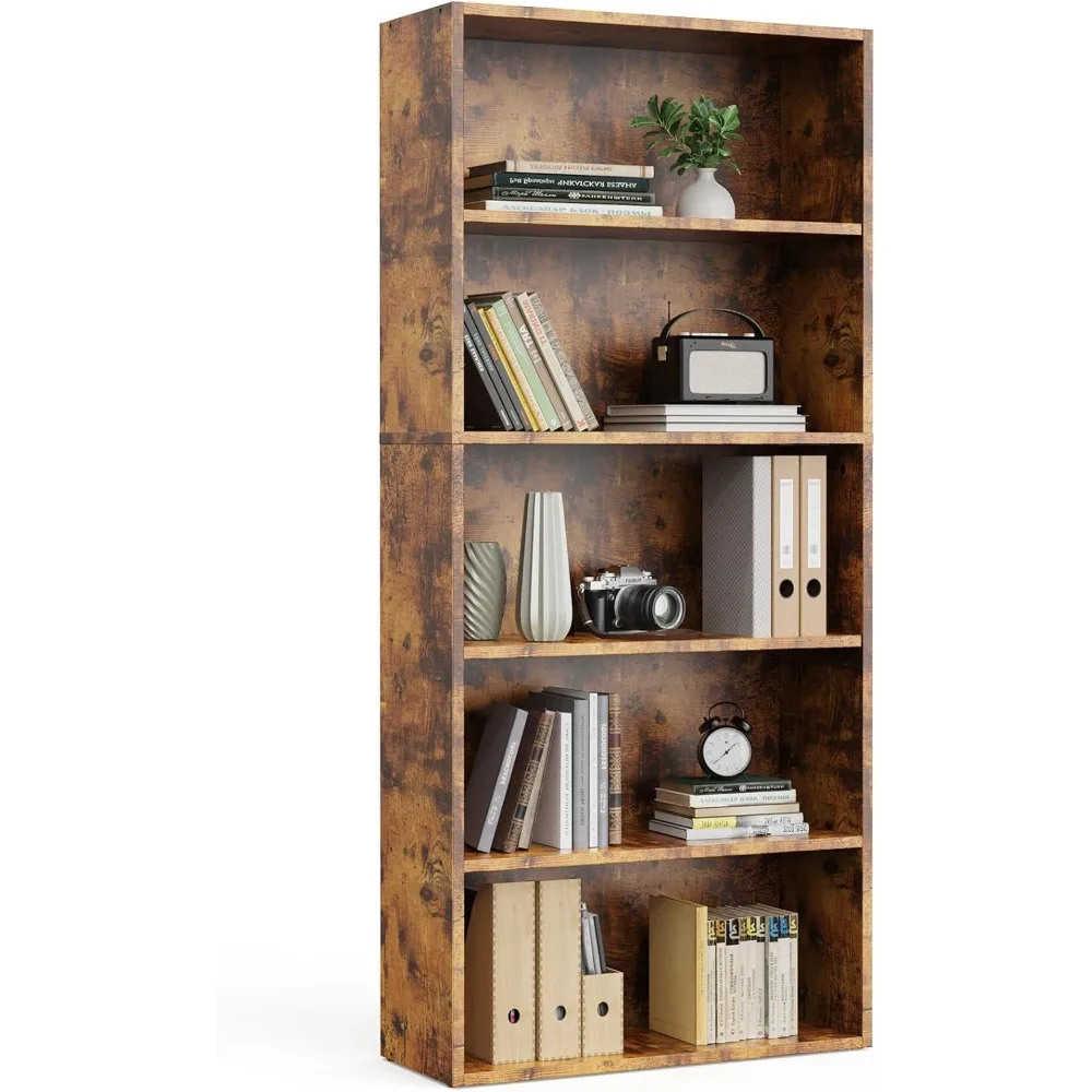 Industrial 5 Shelf Bookcase - Large 53 Inch Tall Floor Standing Open Bookshelf for Home Office, Living Room, and Bedroom Storage
Industrial 5 Shelf Bookcase - Large 53 Inch Tall Floor Standing Open Bookshelf for Home Office, Living Room, and Bedroom Storage