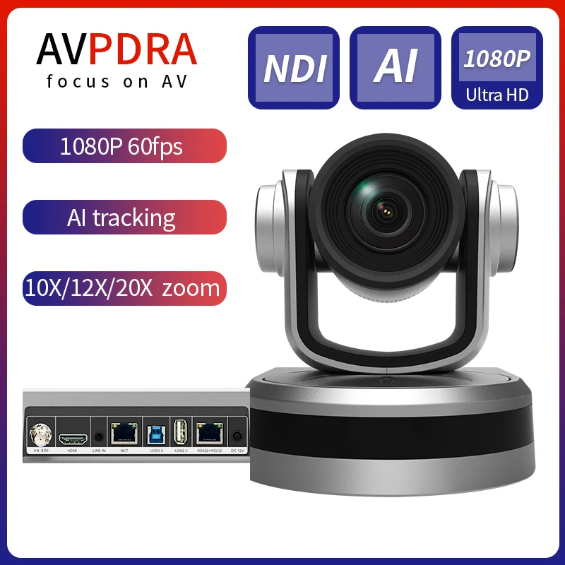 AI tracking FULL 1080P Conference PTZ Video Camera 10x 12x 20x Zoom 12x digital zoom full HD 60fps for Smart TV computer church
AI tracking FULL 1080P Conference PTZ Video Camera 10x 12x 20x Zoom 12x digital zoom full HD 60fps for Smart TV computer church
