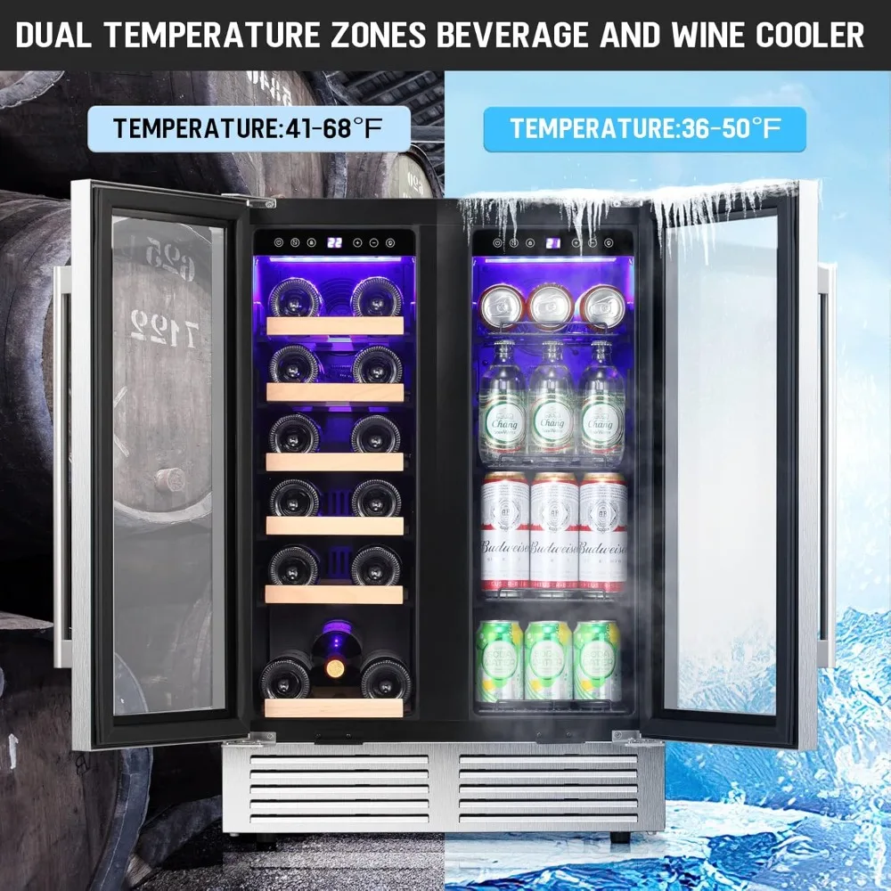 24 Inch Beverage Refrigerator Dual Zone Built-in Wine Cellar – Under Counter Mini Fridge with Clear Glass Door & Digital Memory
24 Inch Beverage Refrigerator Dual Zone Built-in Wine Cellar – Under Counter Mini Fridge with Clear Glass Door & Digital Memory