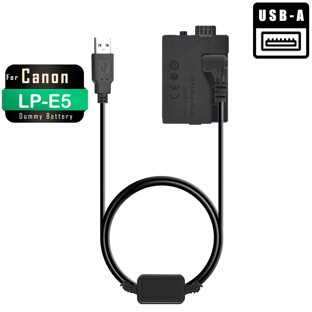 DR-E5 Coupler LP-E5 Dummy Battery+ACK-E5 5V USB Power Bank Cable For Canon EOS 450D 500D 1000D Rebel XSi XS Kiss F X2 X3 T1i
DR-E5 Coupler LP-E5 Dummy Battery+ACK-E5 5V USB Power Bank Cable For Canon EOS 450D 500D 1000D Rebel XSi XS Kiss F X2 X3 T1i