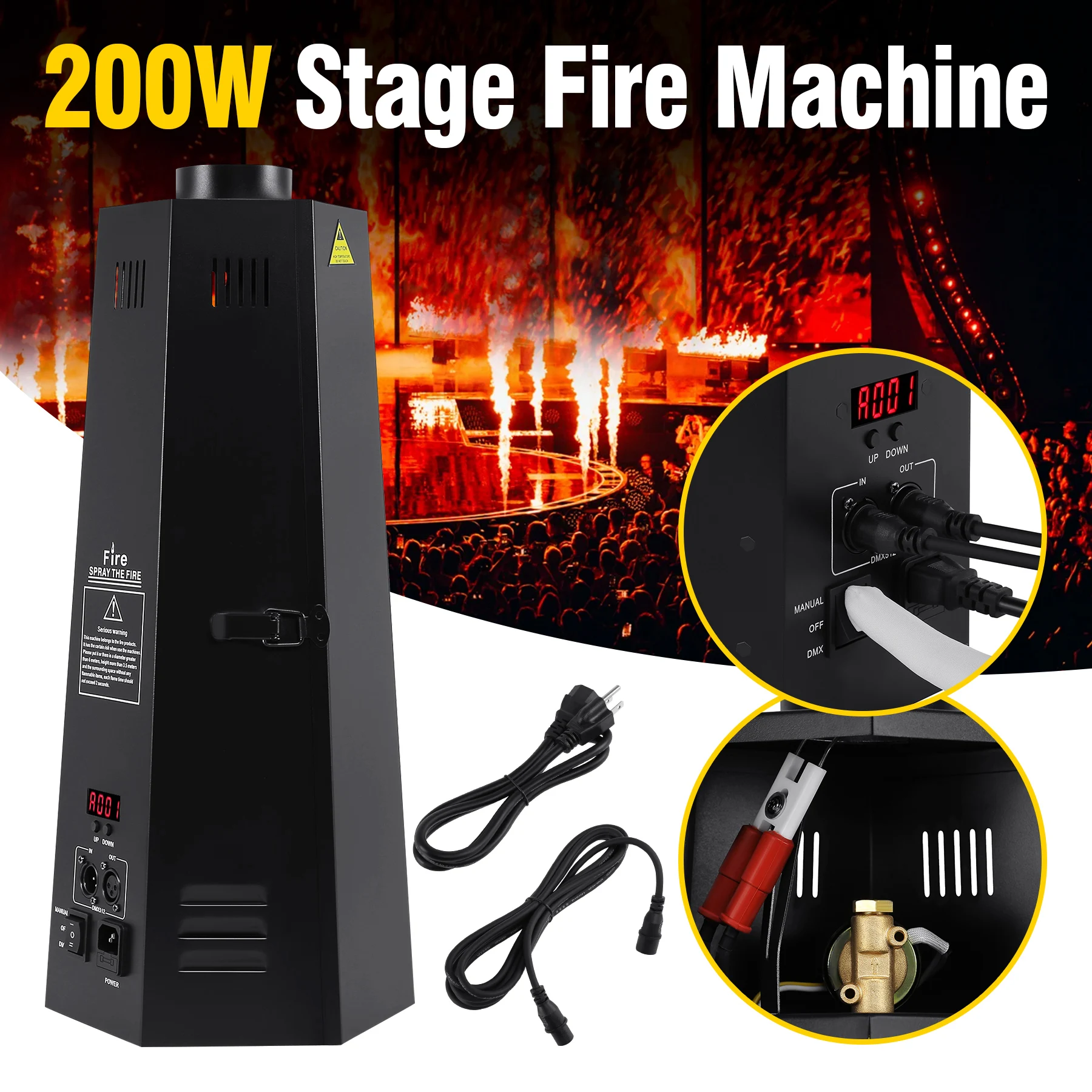 200W DMX Fire Effect Projector Professional Stage Flame Thrower Machine for DJ Bar Club Party Disco Performance Equipment
200W DMX Fire Effect Projector Professional Stage Flame Thrower Machine for DJ Bar Club Party Disco Performance Equipment