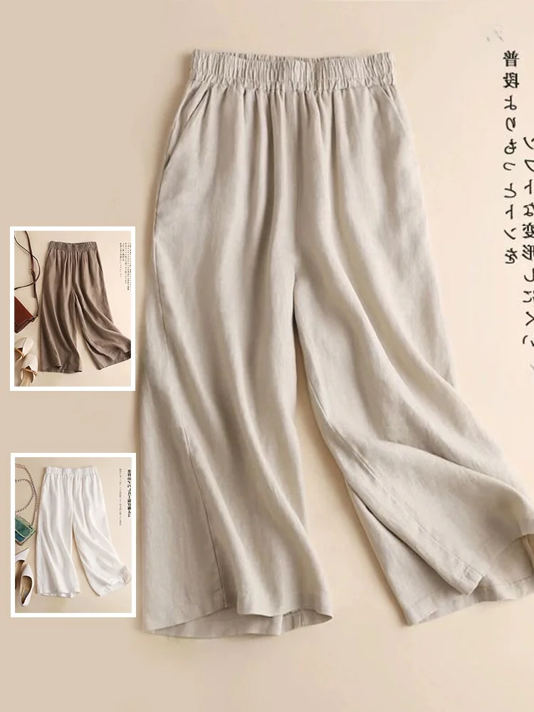 Женские повседневные девятисекционные брюки из художественного хлопка и льна больших размеров, летние тонкие эластичные брюки на талии, тонкие прямые широкие брюки...
Женские повседневные девятисекционные брюки из художественного хлопка и льна больших размеров, летние тонкие эластичные брюки на талии, тонкие прямые широкие брюки...