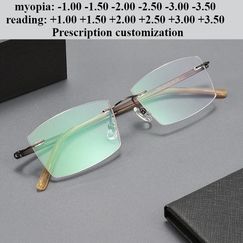55 мм мужские деловые безрамные очки из чистого титана в ретро-художественных высококачественных очков для чтения с блокировкой синего света
55 мм мужские деловые безрамные очки из чистого титана в ретро-художественных высококачественных очков для чтения с блокировкой синего света