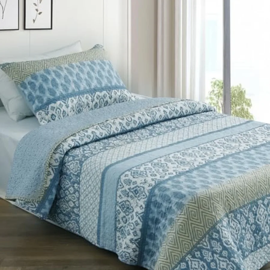 Twin Quilt Set 68"x86" Blue Paisley Boho Bedspread Farmhouse Quilting Bedding Set Lightweight Washed Coverlet Reversible Spring
Twin Quilt Set 68"x86" Blue Paisley Boho Bedspread Farmhouse Quilting Bedding Set Lightweight Washed Coverlet Reversible Spring
