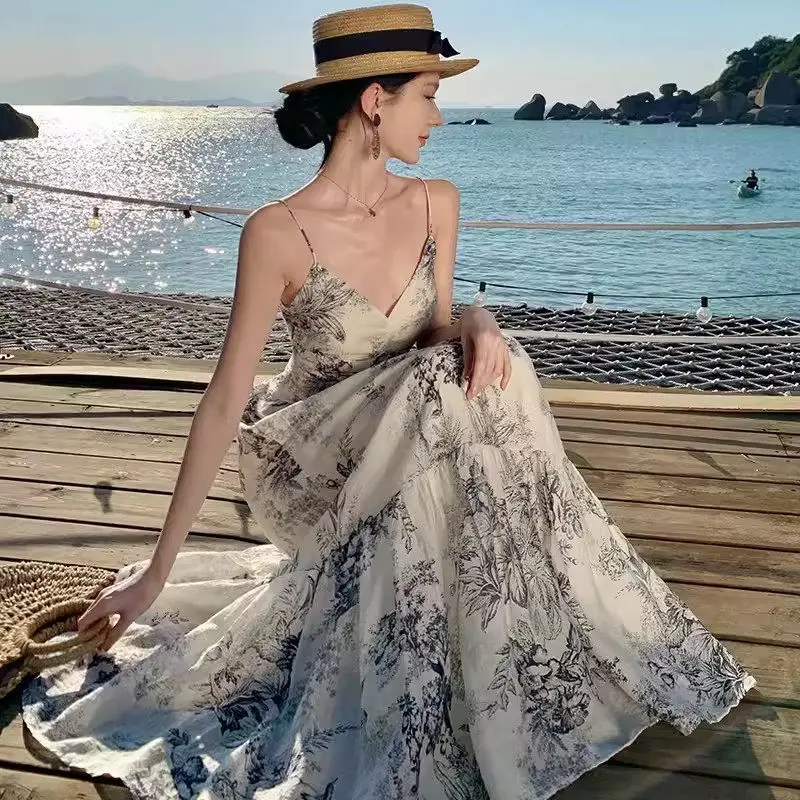 Design Holiday Dress For Women 2024 Summer Fashion Retro Print Slimming Strap Long Dress For Tourism Beach Clothing K1311
Design Holiday Dress For Women 2024 Summer Fashion Retro Print Slimming Strap Long Dress For Tourism Beach Clothing K1311