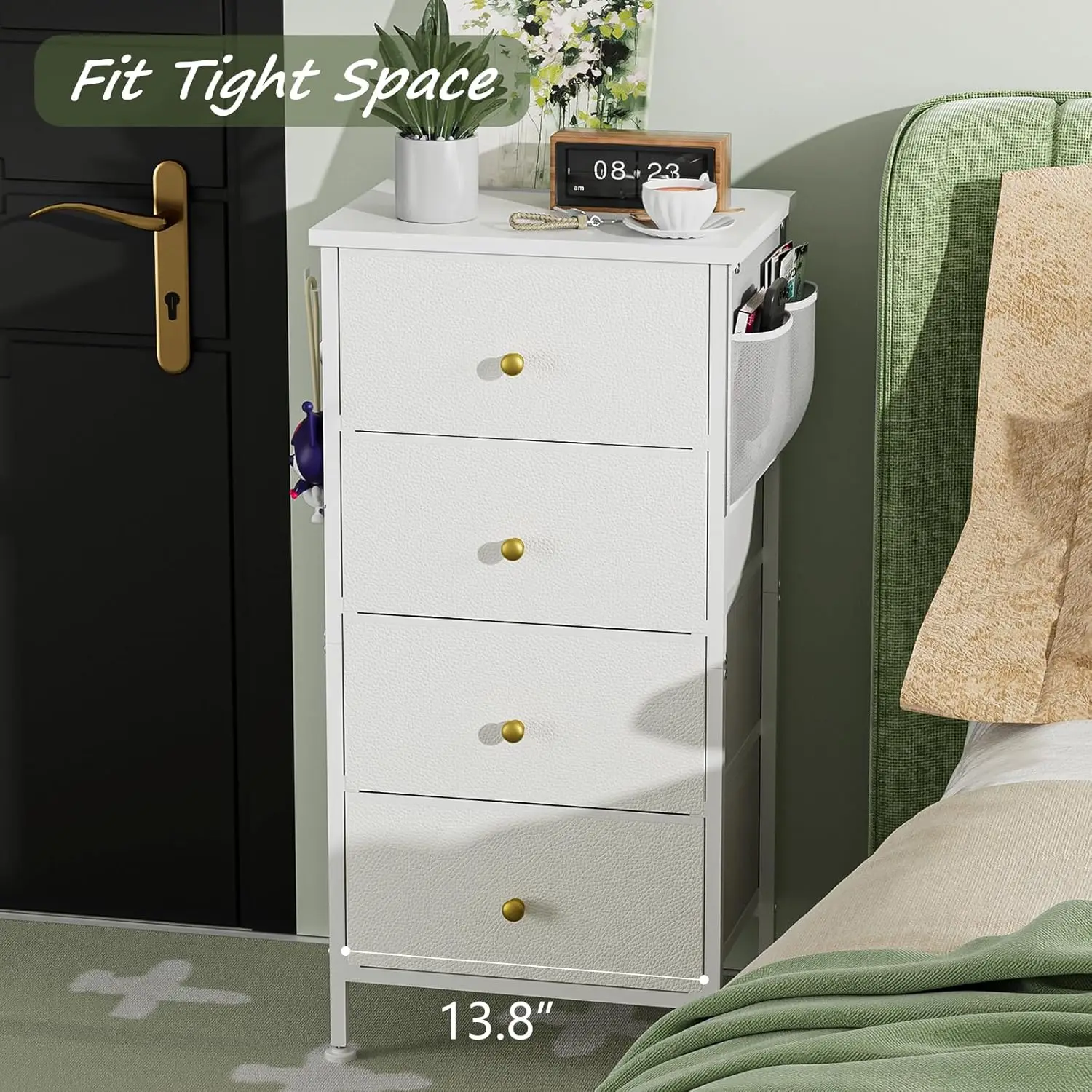 Tall Night Stand, Nightstand With 4 Deep Drawers, Fabric Kids Bedside Table Storage Organizer With Pokect And Hooks For Small
Tall Night Stand, Nightstand With 4 Deep Drawers, Fabric Kids Bedside Table Storage Organizer With Pokect And Hooks For Small