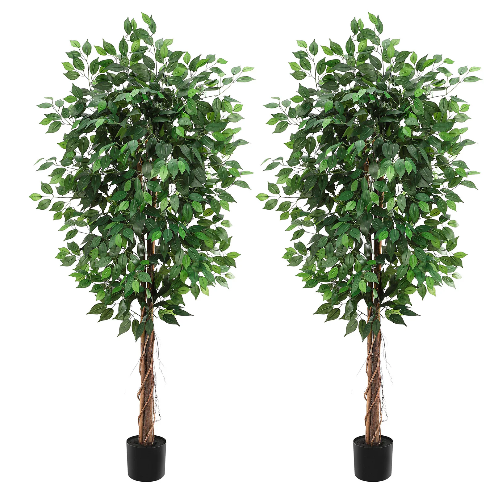 Set of 2 Artificial Ficus Tree with Natural Wood Trunks,Fake Tree with Pot, Fake Silk Banyan Plant for Indoor Home Office Décor
Set of 2 Artificial Ficus Tree with Natural Wood Trunks,Fake Tree with Pot, Fake Silk Banyan Plant for Indoor Home Office Décor