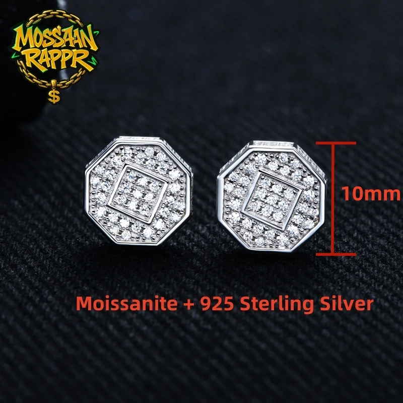 MossanRappr Moissanite Iced Out Stud Earrings for Men Women 925 Sterling Silver Rock Hip Hop Jewelry Gift Punk Party Accessories
MossanRappr Moissanite Iced Out Stud Earrings for Men Women 925 Sterling Silver Rock Hip Hop Jewelry Gift Punk Party Accessories