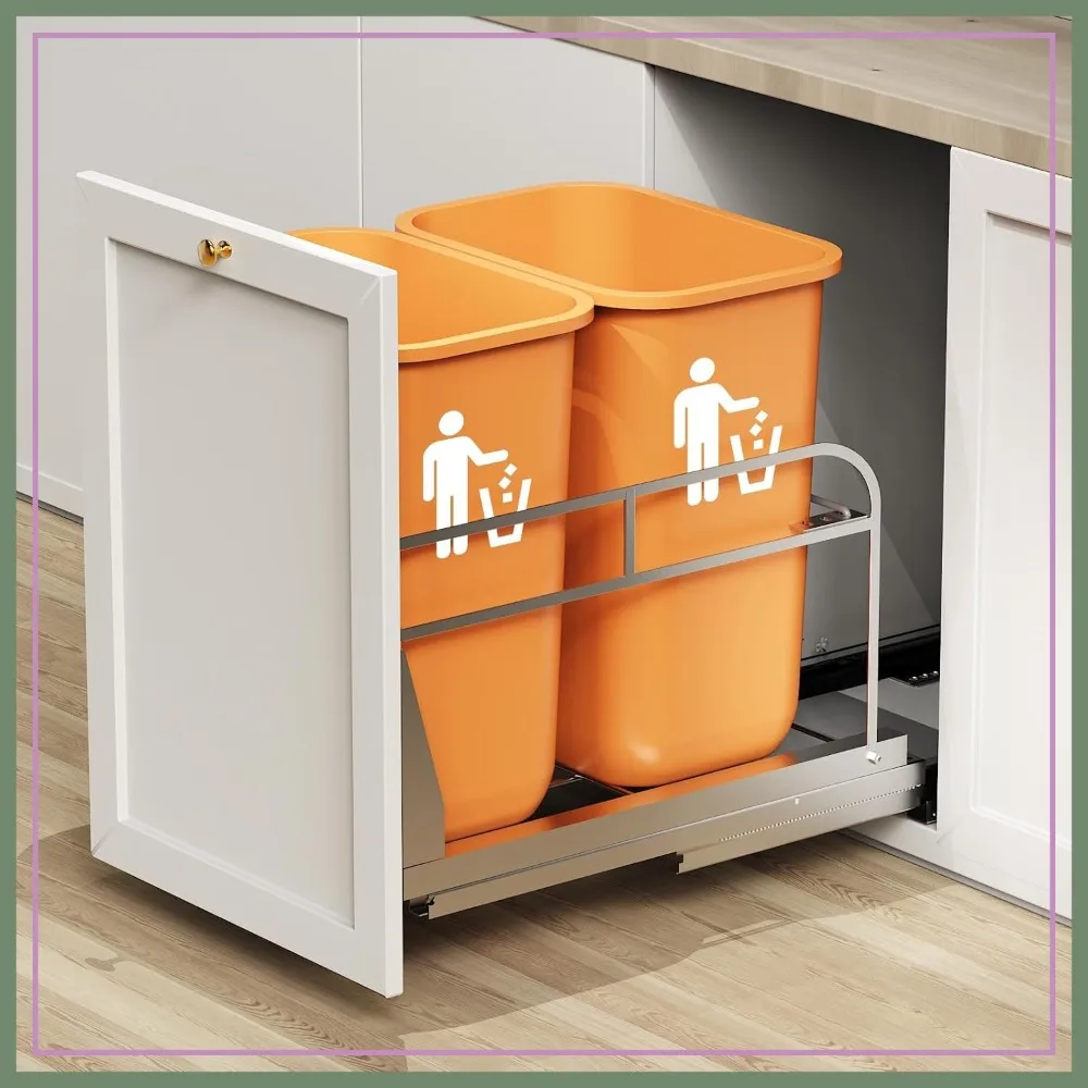 Dual Pull Out Trash Can Under Cabinet, Heavy Duty Slide Out Garbage Can Kit for Kitchen Sink, Requires 17"W x 24"D Opening
Dual Pull Out Trash Can Under Cabinet, Heavy Duty Slide Out Garbage Can Kit for Kitchen Sink, Requires 17"W x 24"D Opening