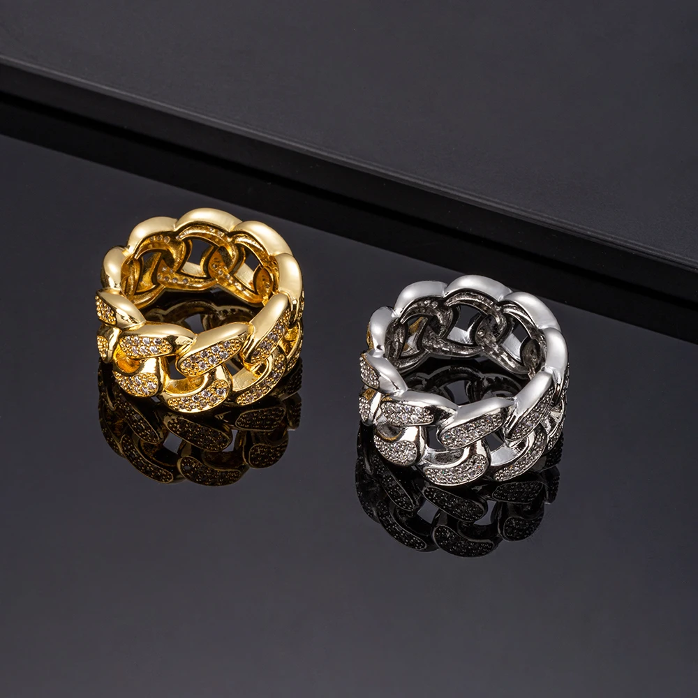 Hip Hop Iced Out Brass Gold Plated Cubic Zircon Finger Ring Fashion Brand Personalized Cuban Link Engagement Ring Rapper Jewelry
Hip Hop Iced Out Brass Gold Plated Cubic Zircon Finger Ring Fashion Brand Personalized Cuban Link Engagement Ring Rapper Jewelry