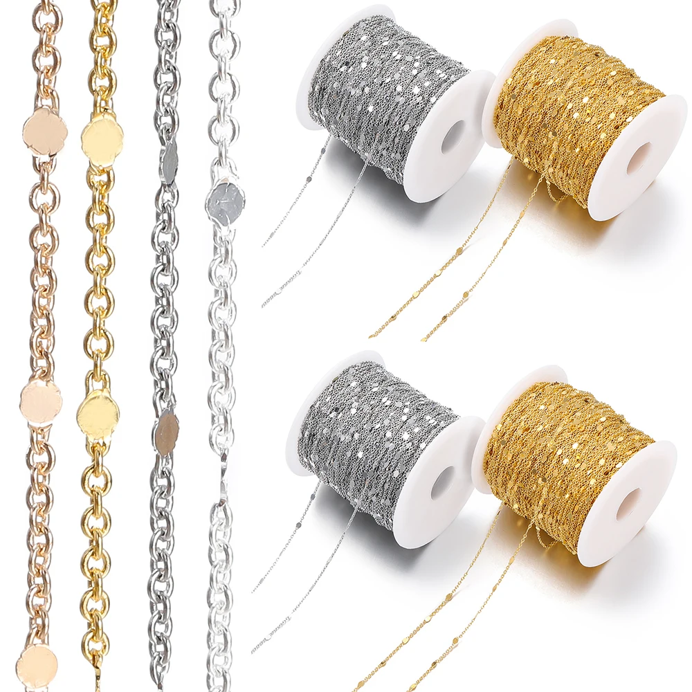 1M 1.2/1.5/1.8mm Gold Color Copper Chain with Sequins Necklace Chain Findings for DIY Jewelry Making Components Craft Supplies
1M 1.2/1.5/1.8mm Gold Color Copper Chain with Sequins Necklace Chain Findings for DIY Jewelry Making Components Craft Supplies
