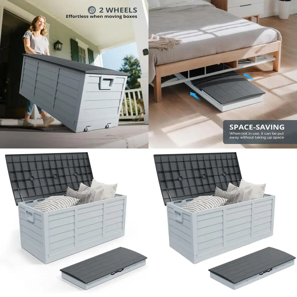 75 Gallon Weather-Resistant Outdoor Storage Box with Lid, Ideal for Patio, Deck, Garden, Pool, and Yard (Gray Body, Black Lid)
75 Gallon Weather-Resistant Outdoor Storage Box with Lid, Ideal for Patio, Deck, Garden, Pool, and Yard (Gray Body, Black Lid)