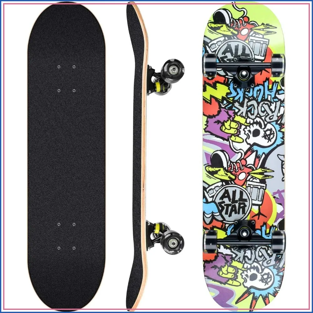 31x8 Complete Skateboard for Beginners, Kids, Teens, Adults - 8 Layer Maple Deck, Double Kick Concave, Cruiser & Trick Board
31x8 Complete Skateboard for Beginners, Kids, Teens, Adults - 8 Layer Maple Deck, Double Kick Concave, Cruiser & Trick Board