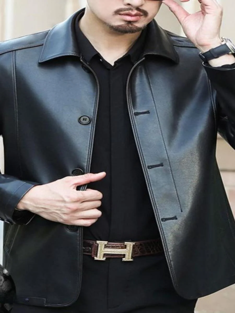 Мужская кожаная куртка большого размера с флисовой подкладкой, повседневная, с отложным воротником, свободного кроя, для осени и зимы
Мужская кожаная куртка большого размера с флисовой подкладкой, повседневная, с отложным воротником, свободного кроя, для осени и зимы