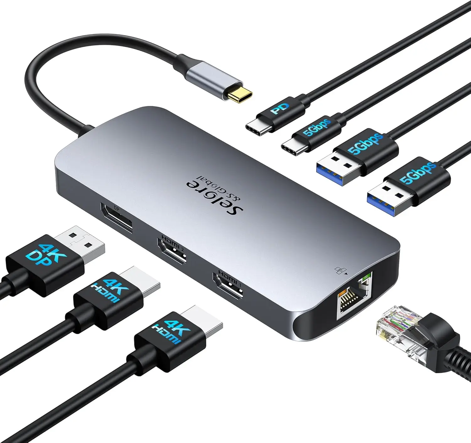 Док-станция USB C с двойным/потрой дисплеем 4K, HDMI, DisplayPort, Ethernet, зарядкой PD 100 Вт для ноутбуков
Док-станция USB C с двойным/потрой дисплеем 4K, HDMI, DisplayPort, Ethernet, зарядкой PD 100 Вт для ноутбуков