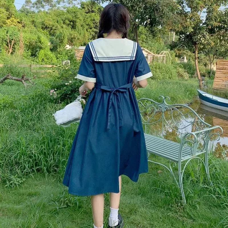 Summer New Fashion Preppy Style 2025 Sweet Bow Dress Women's Sailor Collar Loose Casual Robe Femme Short Sleeve edsw
Summer New Fashion Preppy Style 2025 Sweet Bow Dress Women's Sailor Collar Loose Casual Robe Femme Short Sleeve edsw