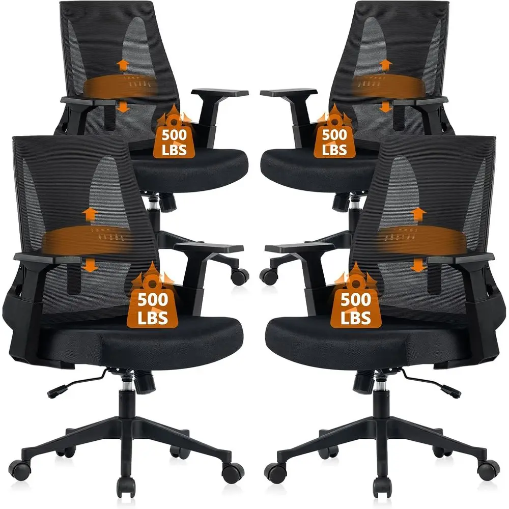 Ergonomic Heavy-Duty Mesh Office Chair with Adjustable Lumbar Support, Wide Comfort Seat for Big and Tall, 4-Pack, Black
Ergonomic Heavy-Duty Mesh Office Chair with Adjustable Lumbar Support, Wide Comfort Seat for Big and Tall, 4-Pack, Black