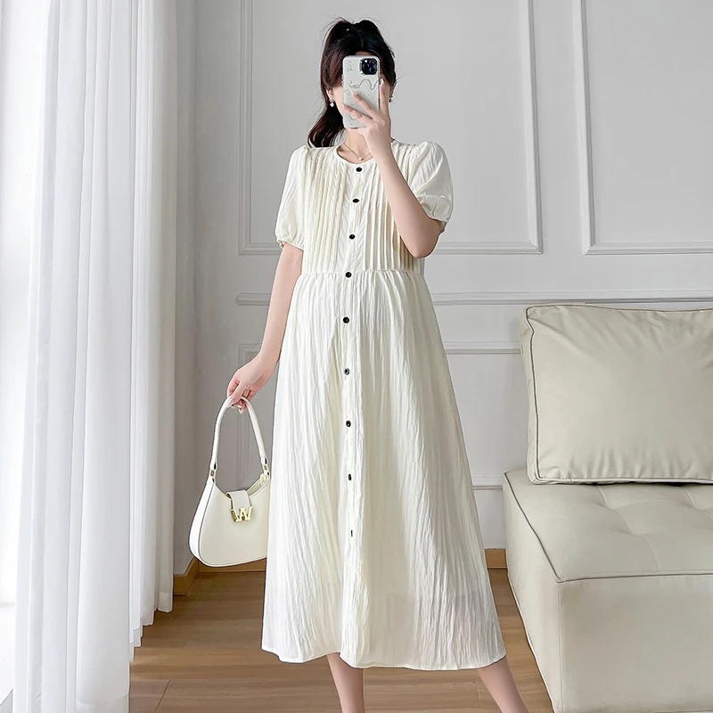 Summer Fashion Loose Maternity Dress Short Sleeve Button Fly O-Neck Pregnant Woman Pleated Dress Plus Size Women's Shirt Dresses
Summer Fashion Loose Maternity Dress Short Sleeve Button Fly O-Neck Pregnant Woman Pleated Dress Plus Size Women's Shirt Dresses