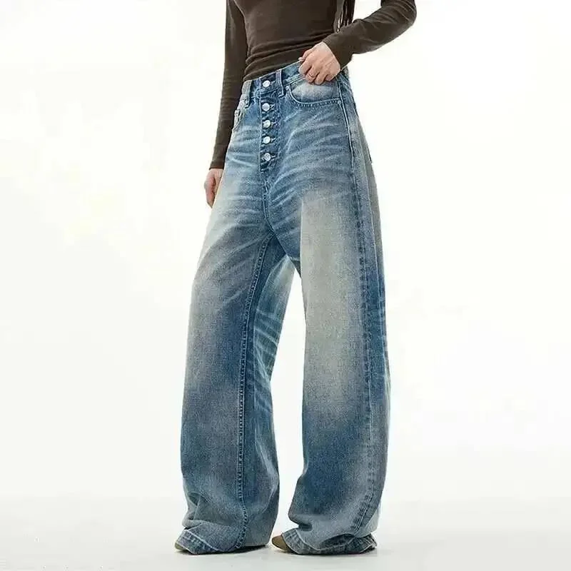American Style Washed Jeans Men's Trendy Loose Straight Buckle Design Wide Leg Handsome Denim Pants High Street 9P8W1
American Style Washed Jeans Men's Trendy Loose Straight Buckle Design Wide Leg Handsome Denim Pants High Street 9P8W1