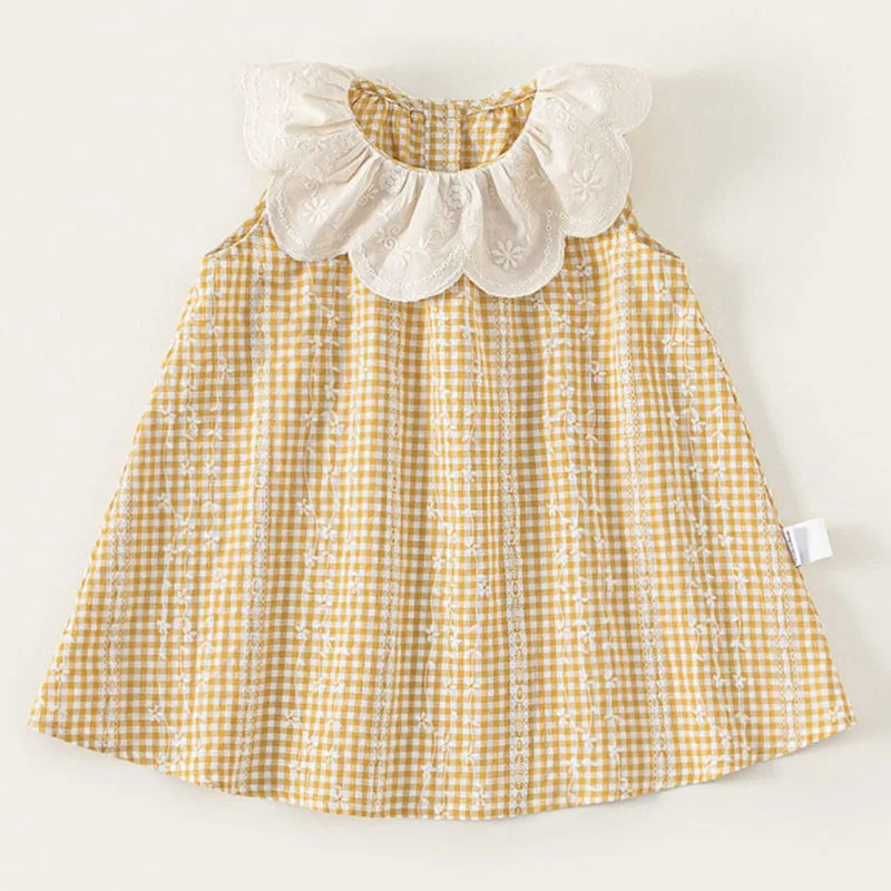 Summer Princess Dress Girls Boutique Clothes Korean Fashion Plaid Cute Doll Collar Sleeveless Baby Dresses Kids Clothing B060
Summer Princess Dress Girls Boutique Clothes Korean Fashion Plaid Cute Doll Collar Sleeveless Baby Dresses Kids Clothing B060