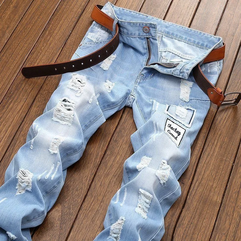Summer New Fashion Trend Straight Tube Perforated Elastic Jeans For Men's Casual Slim Fit Comfortable Breathable High-end Jeans
Summer New Fashion Trend Straight Tube Perforated Elastic Jeans For Men's Casual Slim Fit Comfortable Breathable High-end Jeans