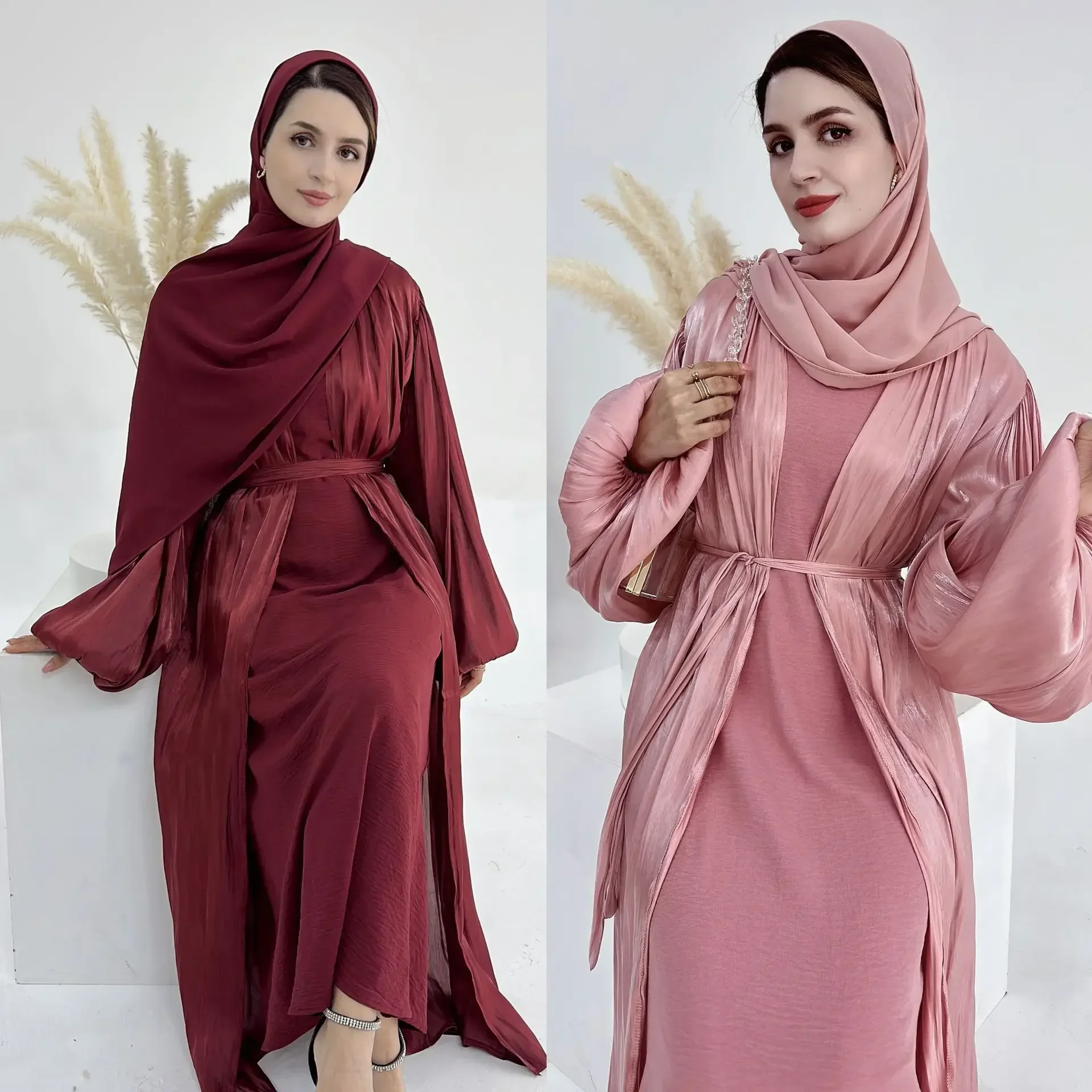 Eid Mubarak Satin Abaya with Scarf Women Muslim Silk Maxi Dress Ramadan Kimono Cardigan Dubai Turkey Kaftan Arabic Robe Jalabiya
Eid Mubarak Satin Abaya with Scarf Women Muslim Silk Maxi Dress Ramadan Kimono Cardigan Dubai Turkey Kaftan Arabic Robe Jalabiya