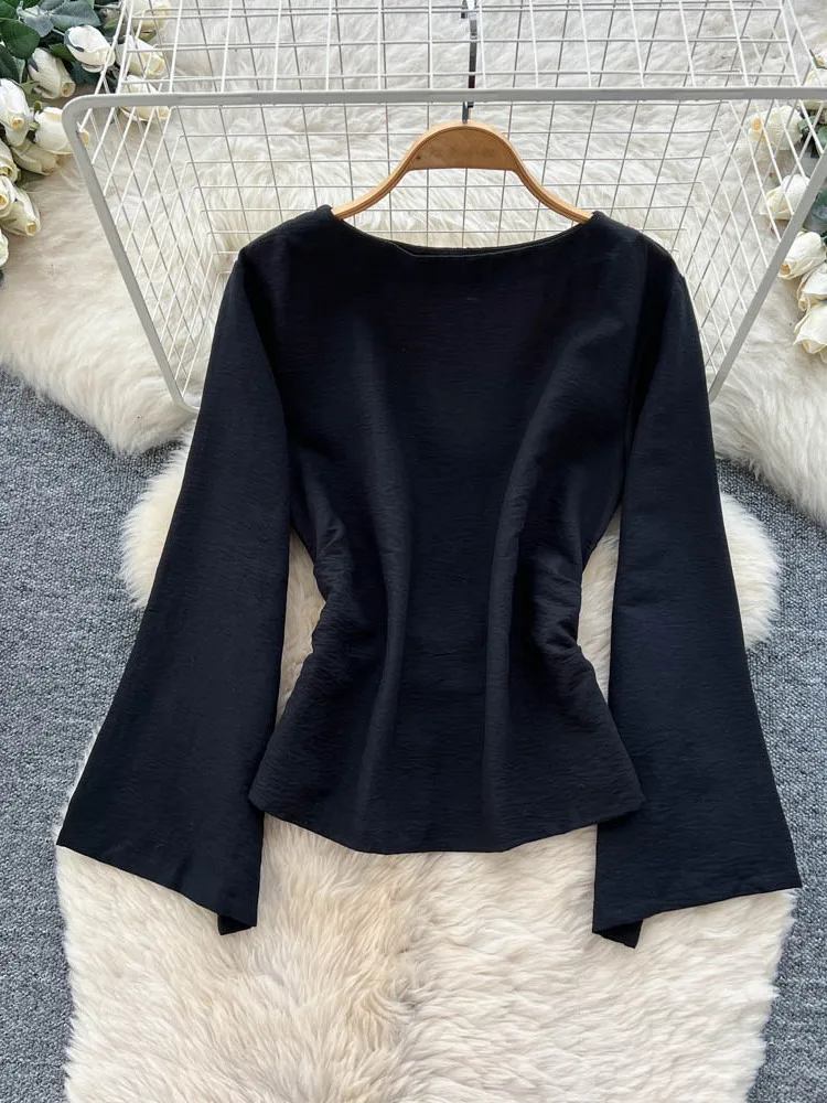 Женская свободная блузка с длинным рукавом и круглым вырезом, стройнящая, для повседневной носки, весна 2026, универсальный топ
Женская свободная блузка с длинным рукавом и круглым вырезом, стройнящая, для повседневной носки, весна 2026, универсальный топ