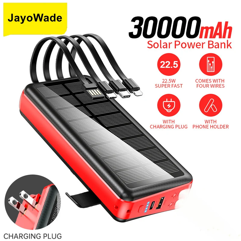 Newest 30000mAh Solar Outdoor Power Bank Cable AC Plug Wall Charger Fast Charging for iPhone 16 Samsung Huawei Xiaomi Powerbank
Newest 30000mAh Solar Outdoor Power Bank Cable AC Plug Wall Charger Fast Charging for iPhone 16 Samsung Huawei Xiaomi Powerbank