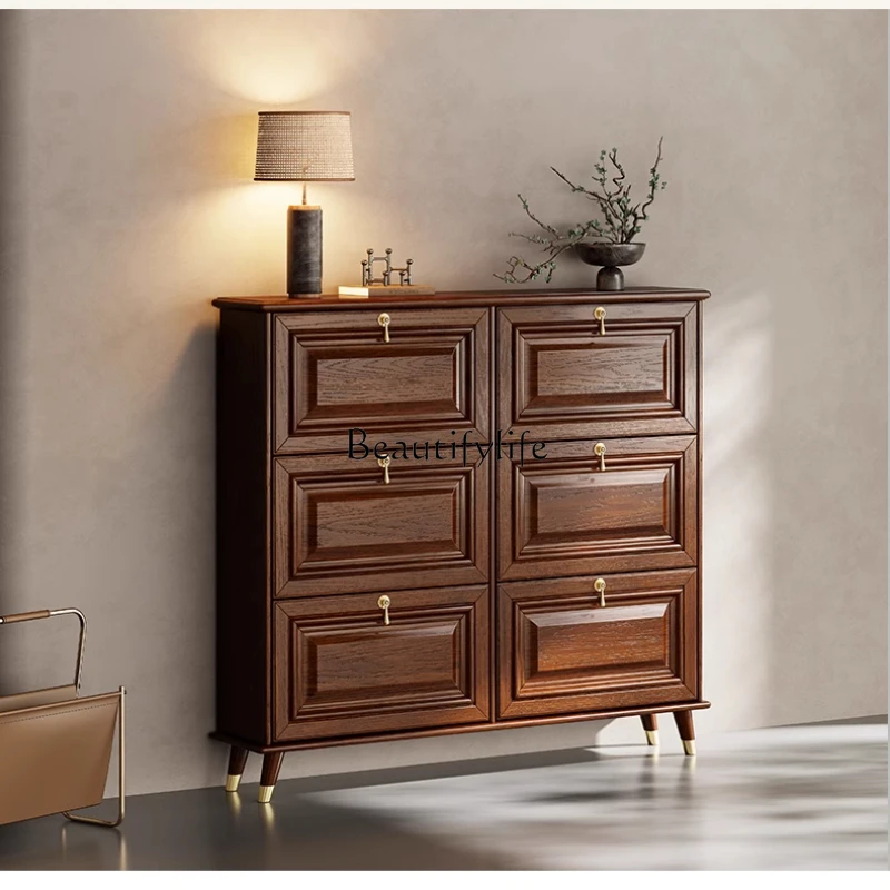 New Chinese-style solid wood tipping bucket shoe cabinet ultra-thin entrance door cabinet
New Chinese-style solid wood tipping bucket shoe cabinet ultra-thin entrance door cabinet
