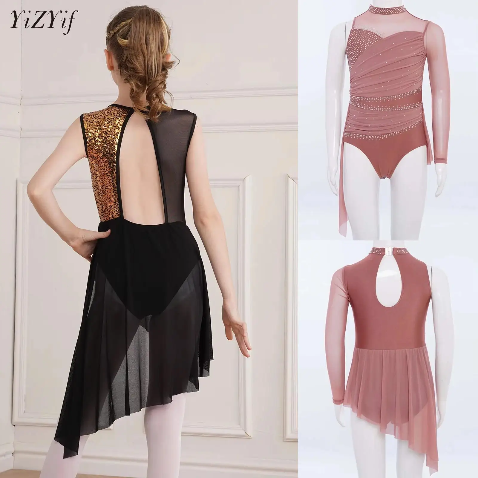 Girls Ballet Dance Figure Skating Rhythmic Gymnastics Performance Costume Shiny Rhinestones Long Sleeve Leotard Overlay Dresses
Girls Ballet Dance Figure Skating Rhythmic Gymnastics Performance Costume Shiny Rhinestones Long Sleeve Leotard Overlay Dresses