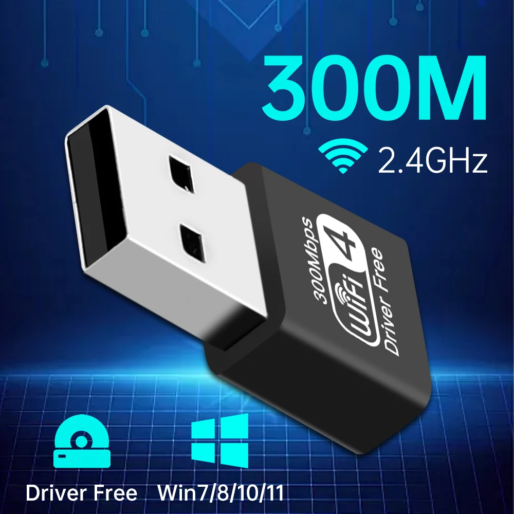 WiFi 4 300M USB Mini Network Card Wireless Lan 2.4G USB2.0 802.11 b/g/n For PC Laptops Win 7/8/10/11 Driver Free
WiFi 4 300M USB Mini Network Card Wireless Lan 2.4G USB2.0 802.11 b/g/n For PC Laptops Win 7/8/10/11 Driver Free