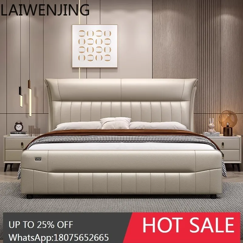 HLZ новая современная простая кровать из натуральной кожи, свадебная кровать для главной спальни, модная удобная двуспальная кровать шириной 1,8 м
HLZ новая современная простая кровать из натуральной кожи, свадебная кровать для главной спальни, модная удобная двуспальная кровать шириной 1,8 м
