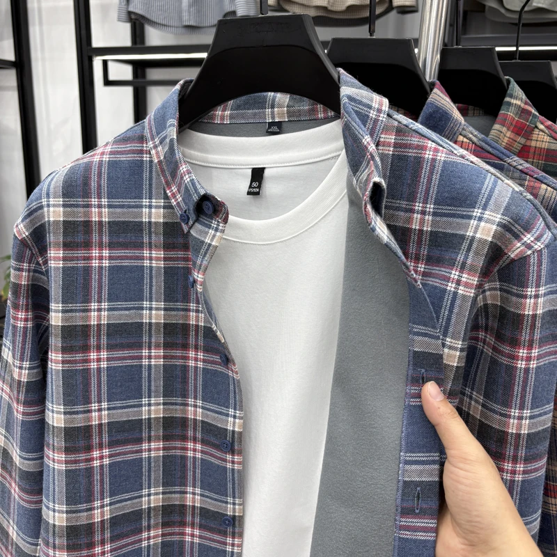 100%cotton high quality men's lapel grid shirt autumn fleece-lined thicken keep warm long sleeves tops leisure men's clothing
100%cotton high quality men's lapel grid shirt autumn fleece-lined thicken keep warm long sleeves tops leisure men's clothing