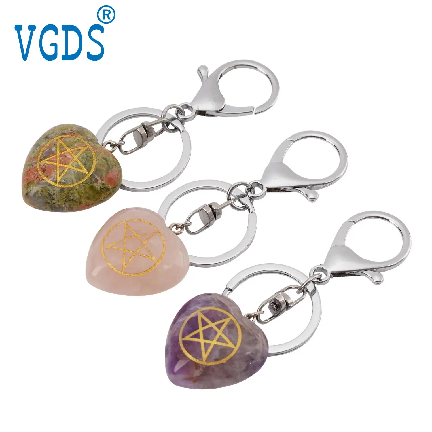 Natural Crystals pentagram heart-shaped keychains Keychains stainless steel car keychains Pendant Accessories Reiki Crystal Key
Natural Crystals pentagram heart-shaped keychains Keychains stainless steel car keychains Pendant Accessories Reiki Crystal Key