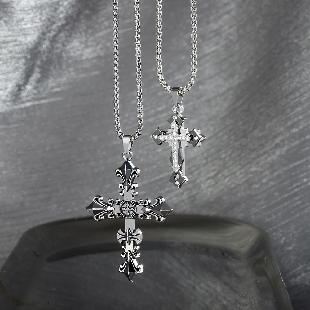 1pc Vintage Cross Pendant Necklace Men Stylish Gothic Style Inlay Diamonds Bilayer Cross With Stainless Steel Chain Jewelry Gift
1pc Vintage Cross Pendant Necklace Men Stylish Gothic Style Inlay Diamonds Bilayer Cross With Stainless Steel Chain Jewelry Gift