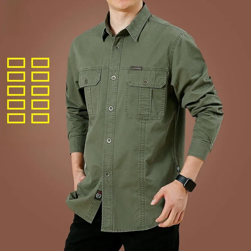 Мужская рабочая одежда для активного отдыха: весенне-осенняя рубашка из чистого хлопка с двойными карманами, повседневная, с длинным рукавом, базовая модель для мужчин, модная городская одежда.
Мужская рабочая одежда для активного отдыха: весенне-осенняя рубашка из чистого хлопка с двойными карманами, повседневная, с длинным рукавом, базовая модель для мужчин, модная городская одежда.