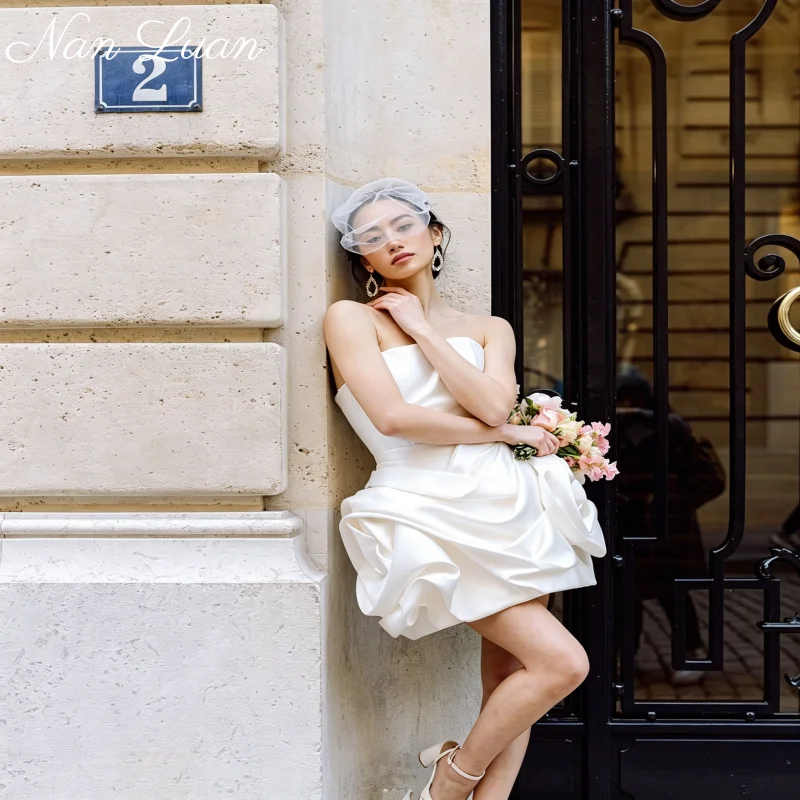 26 Styles Strapless Ruched Bubble Short Satin Civil Wedding Dress Mini Bridal Dress Vestidos de Novia Customized
26 Styles Strapless Ruched Bubble Short Satin Civil Wedding Dress Mini Bridal Dress Vestidos de Novia Customized