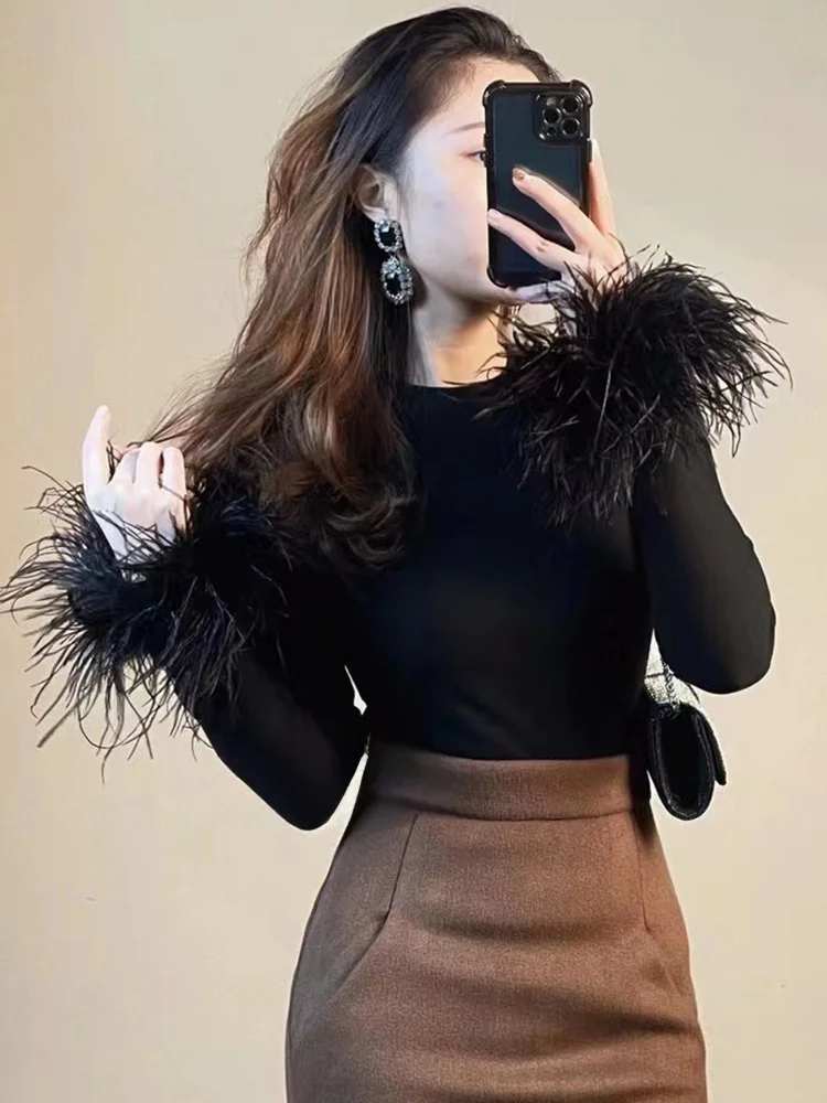 Женская футболка Ele Long Sve round Ne со страусиными перьями, легкий эластичный базовый слой, облегающий крой для поездок на работу
Женская футболка Ele Long Sve round Ne со страусиными перьями, легкий эластичный базовый слой, облегающий крой для поездок на работу