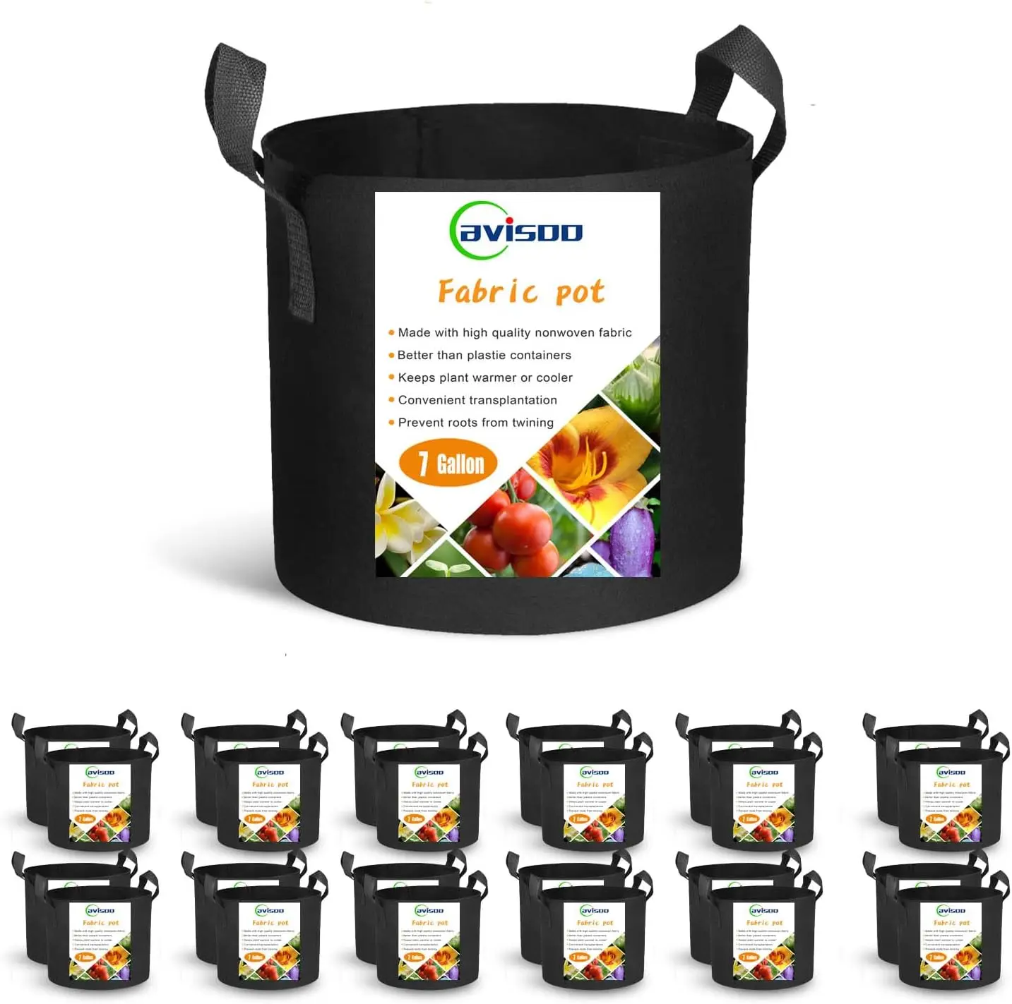 7 Gallon Grow Bags 24-Pack, Heavy Duty Thickened Non-Woven Fabric Pots with Reinforced Handles for Plants
7 Gallon Grow Bags 24-Pack, Heavy Duty Thickened Non-Woven Fabric Pots with Reinforced Handles for Plants