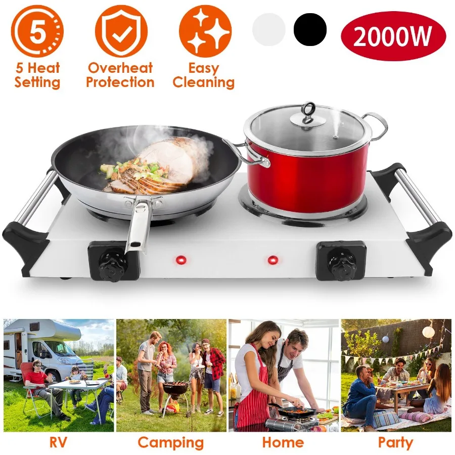 Hot Plate 2000W Hot Plate, Portable Electric Stove Countertop Double Burners W/5 Level Temperature Control and Stay Cool Handle
Hot Plate 2000W Hot Plate, Portable Electric Stove Countertop Double Burners W/5 Level Temperature Control and Stay Cool Handle